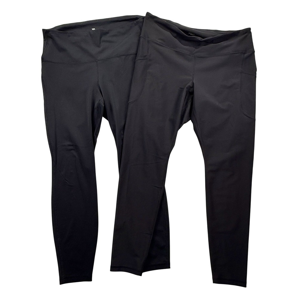 LOT of 2 All In Motion Old Navy Go Dry Leggings XXL Black Yoga Gym Gorpcore